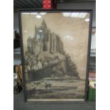 Axel Herman HAIG (1835-1921): A large drypoint etching of Mont St Michel, signed in pencil lower