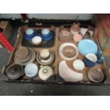 A quantity of Denby and Poole tablewares including "Arabesque" platter, assorted cups, saucers and