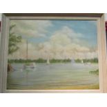 DH ABBS (1965): Wroxham Broad oil on board. Framed. Signed lower right. 34.5cm x 44.5cm image