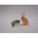 A Lalique duck and frog
