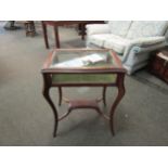 An Edwardian free-standing bijouterie table with undertier on cabriole legs, 76cm high x 62cm wide x