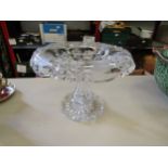 An early 20th Century Bohemian cut glass table centrepiece pedestal bowl with engraved grape and
