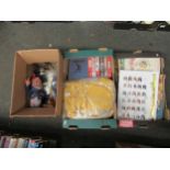 Three boxes of mixed items including vintage scrap books, ephemera, Knapp Electric Questioner, Jowka