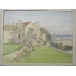 MONTAGUE WEBB (act. 1950-1975): A watercolour of Lympne Castle, Kent, framed and glazed, 27cm x 36cm