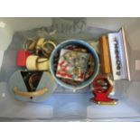 A box of costume jewellery including bangles, bracelets, watches etc