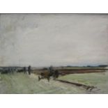 TERRY COPPIN (b. 1939 Norfolk artist): A framed oil on board "Ploughing Match looking towards