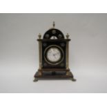 Sedan clock ca.1825 with English key-wound fusee movement 7 1/2" x 12". Case with brass rosettes and