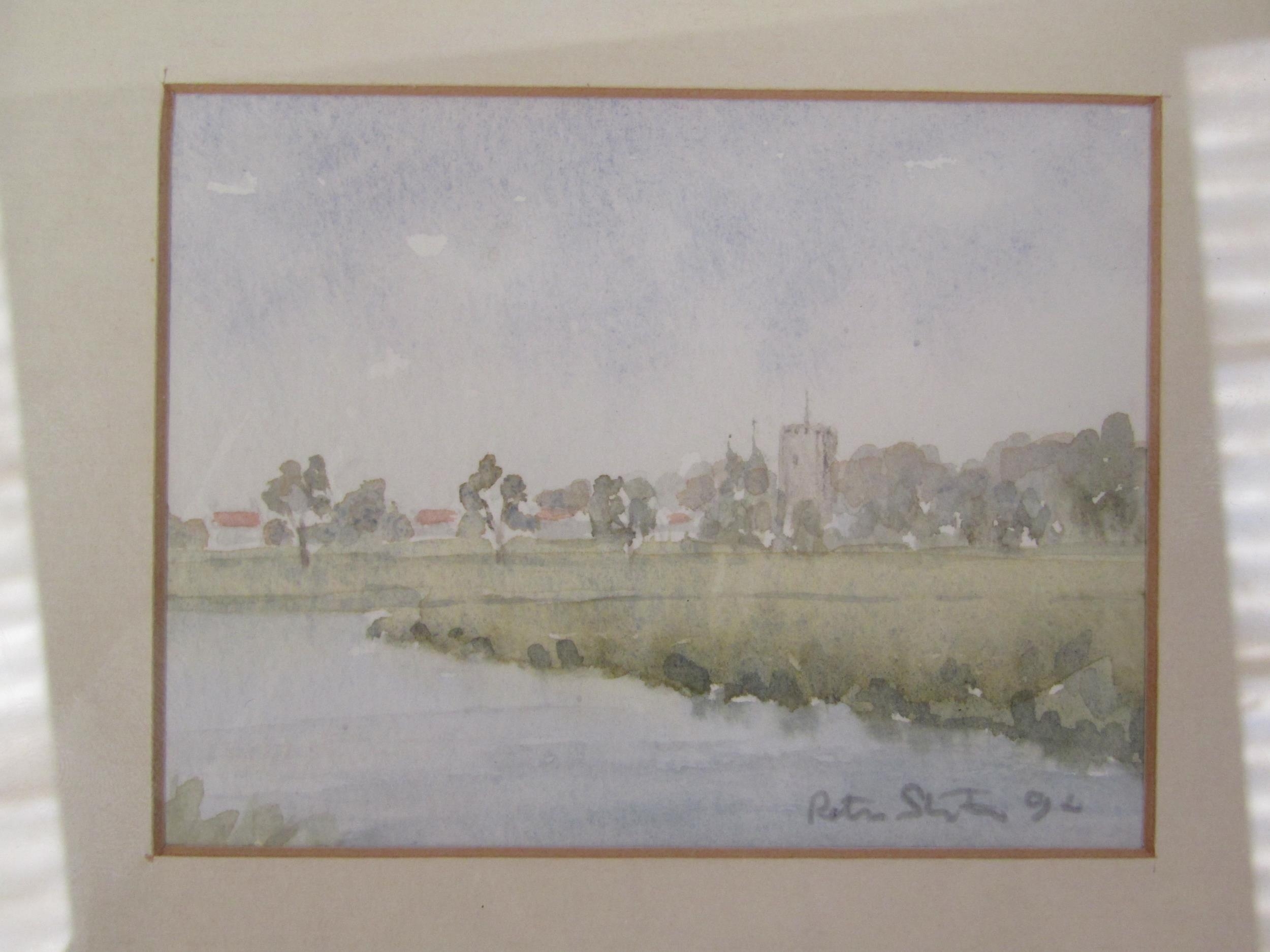 PETER STANTON: Two miniature watercolours of local scenes, Burnham Mill and River Bure, Buxton, - Image 3 of 3