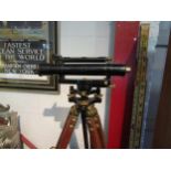 A W. Ottway & Co., Ealing, London theodolite with mahogany case, tripod and 14ft three section