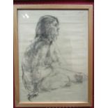 TERRY COPPIN (b. 1939 Norfolk artist): A framed and glazed charcoal on paper, female nude study.