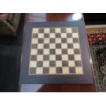A chess board with exotic wood inlay