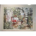 PAMELA KAY (XX): A framed and glazed limited edition print patio scene. Pencil signed and No. 496/