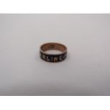 An enamelled childs ring "Darling" in ring box, stamped 10k