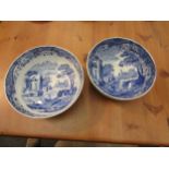 Two Spode Blue Italian fruit bowls, 23.5cm diameter and 24.5cm diameter