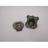 Two micro-mosaic miniature photograph frames, shield and love heart from Gordon family