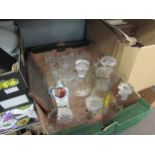 Three boxes of glass ware and ceramics; 19thc ceramics, jasperware, cut glass, etc