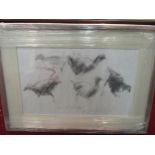TERRY COPPIN (b. 1939 Norfolk artist): A framed and glazed charcoal on paper, study of hens.
