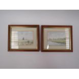 PETER STANTON: Two miniature watercolours of local scenes, Burnham Mill and River Bure, Buxton,