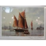 A signed Joe Crowfoot print of the East Anglian sailing vessel "Excelsior", framed and glazed,