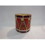 A Kitsch retro ice bucket in the form of a military drum cased in string