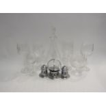 A selection of drinking glasses and a decanter including Edinburgh International wine glasses and