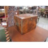 A Victorian burr walnut campaign cigar or jewellery box with two drawers, behind two lockable doors,