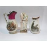A 19th Century Staffordshire pottery figurine ‘Charlotte at the Tomb’, a/f, together with a