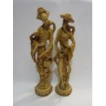 A pair of 20th Century ivorine Oriental figures, 46cm tall
