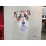 RYAN: An acrylic on canvas of a Terrier Dog, 20cm x 20cm