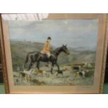 ALFRED G HAIGH: A fox hunting print, signed lower right corner, framed and glazed, 36cm x 46cm