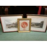 Two landscape engravings including 'Bognor', together with a late 18th Century portrait engraving of