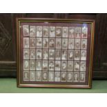 A framed and glazed set of W.A. Churchill "Boxing Personalities" cigarette cards, complete set of 90
