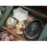 Three boxes containing Japanese Imari, Art Deco ceramics etc