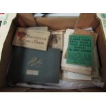 A box containing postcard albums and loose examples, mainly early 20th Century