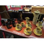A quantity of Portmeirion coffee wares, "Phoenix", "Cypher" and a "Greek Key" coffee pot. Some a/f