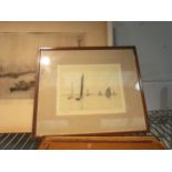 W. WYLLIE: Four black and white images depicting sailing vessels, two without glass, one unframed