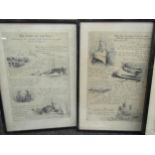 Four prints entitled "The Laws of The Navy", three framed and glazed, one a/f, 33cm x 22cm approx