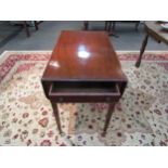 A Victorian mahogany Pembroke table with single drawer on tapering legs to castors