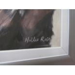 A Hollie Rose framed print of three Friesian cows, 36cm x 84cm