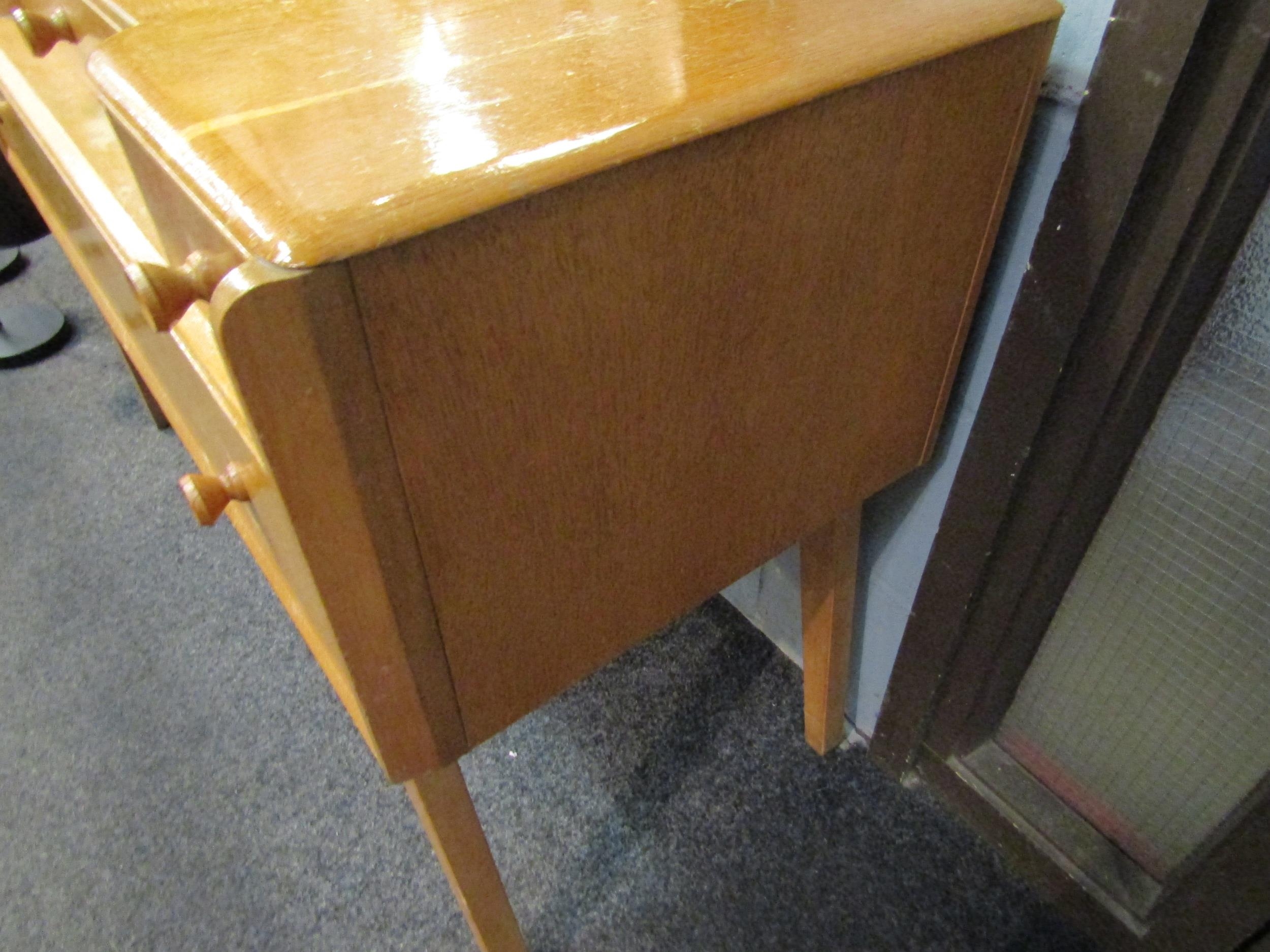A 1960s Austinsuite light oak dressing table with four drawers, mirror back and splayed legs, - Image 6 of 6
