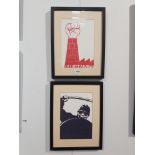 Two framed posters after Atelier Populaire "The Events of May, 1968". Images size 29cm x 20cm