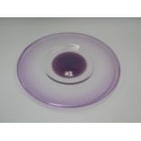 BARRY CULLEN (XX): A studio glass charger in clear glass with pale lilac rim and foot. Incised