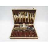 A Glasswood of Sheffield vintage 1960's 36 piece boxed cutlery set with wooden handles