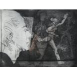 JOHN KIKI (b.1943) A framed and glazed limited edition etching, 'Ellena and Dancer'. Pencil signed