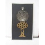 1970's Nail and String Art picture of an oil lamp