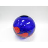 An art glass spherical bowl, probably by a Czech artist , signed indistinctly "Malivarah", blue with