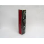 A large Poole Pottery Delphis stick stand/vase of cylindrical form, incised detail with black, green