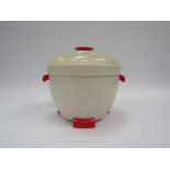 A Thermos model 929 ice bucket in cream and red bakelite, 20cm high