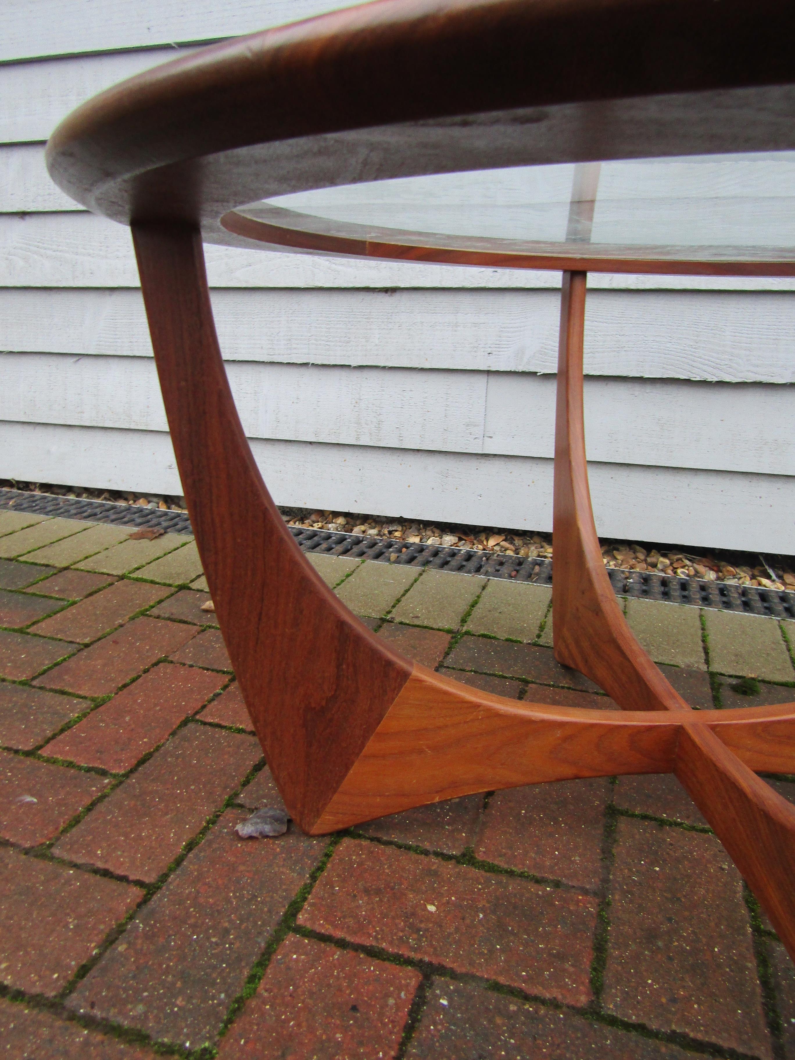 A G-Plan circular Astro table in teak and clear glass. 84cm diameter x 46cm high - Image 7 of 9
