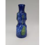 A large Czech glass vase in blue/green designed by Frantisek Kondelka for Prachen Glass. 35.5cm high